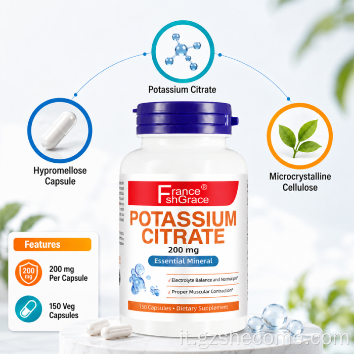 Equilibrio elettrolitico delle capsule di citrato di potassio Shecome
